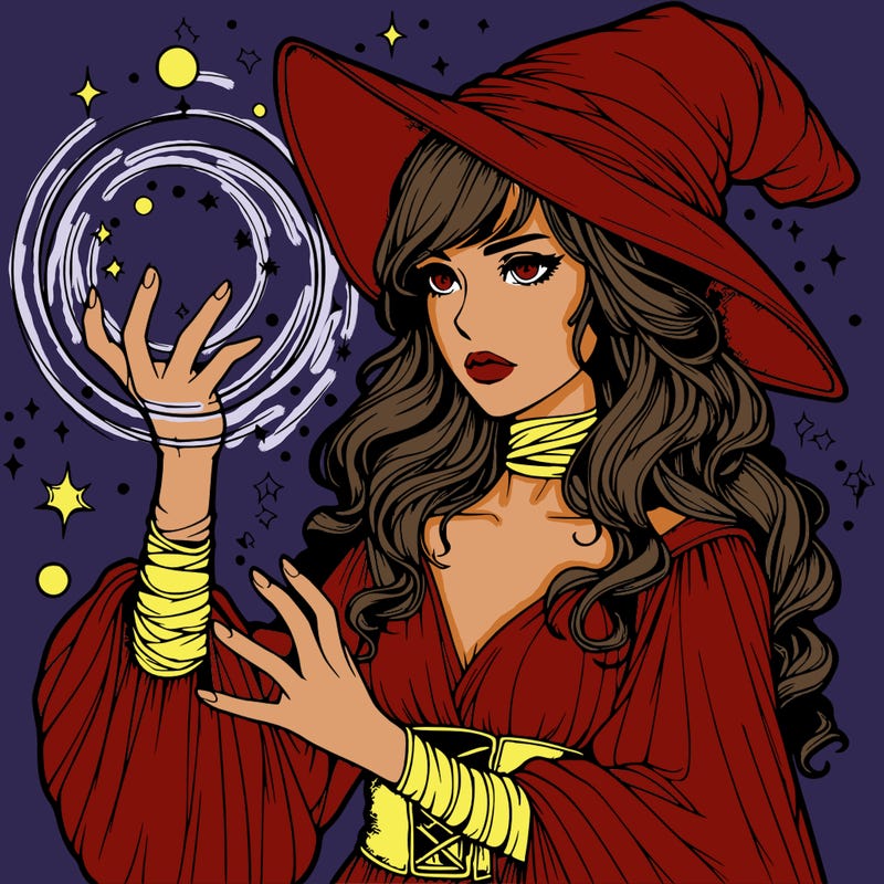 realistic women sorcerer using magic