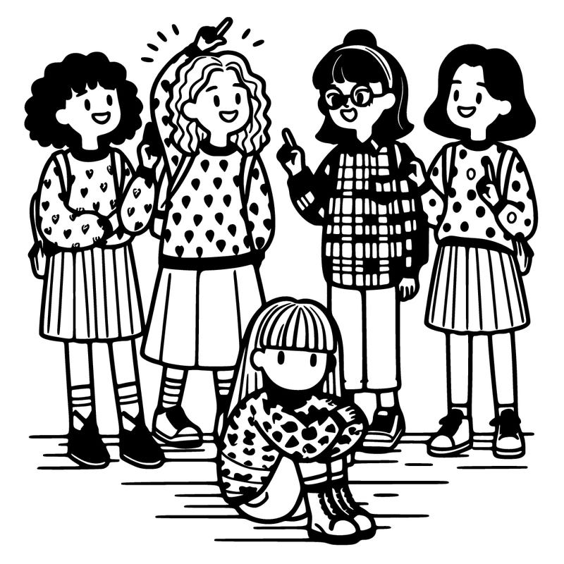 a group of girls and 1 girl getting left out