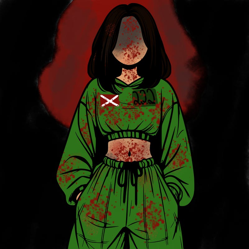 realistic girl faceless with baggy pants and a crop top