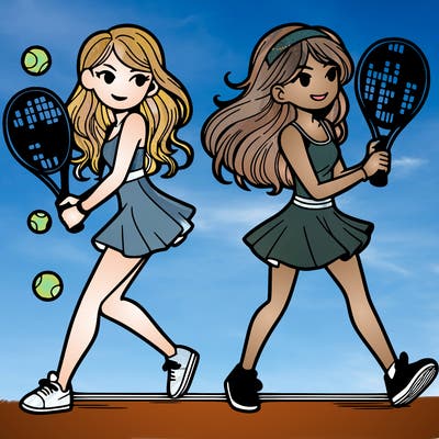 women playing tennis