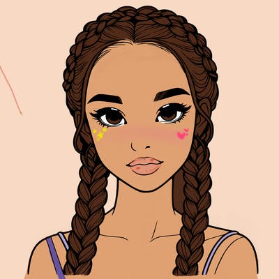 realistic girl with braids