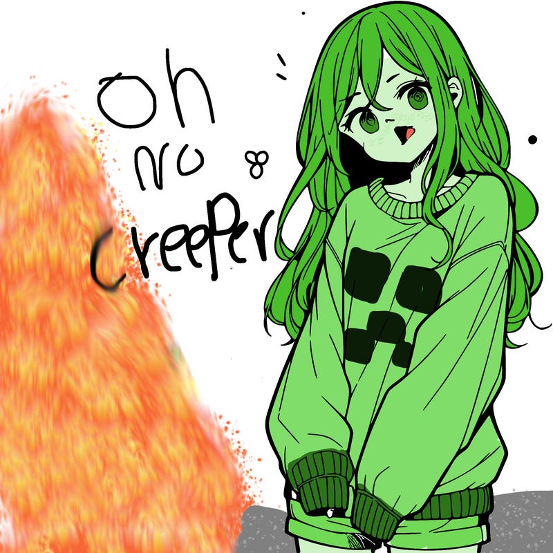 manga teen girl  in a sweater and baggy pants