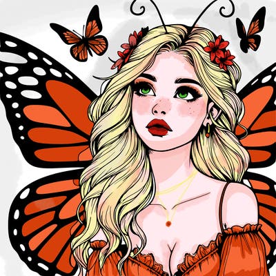 butterfly fairy realistic girl