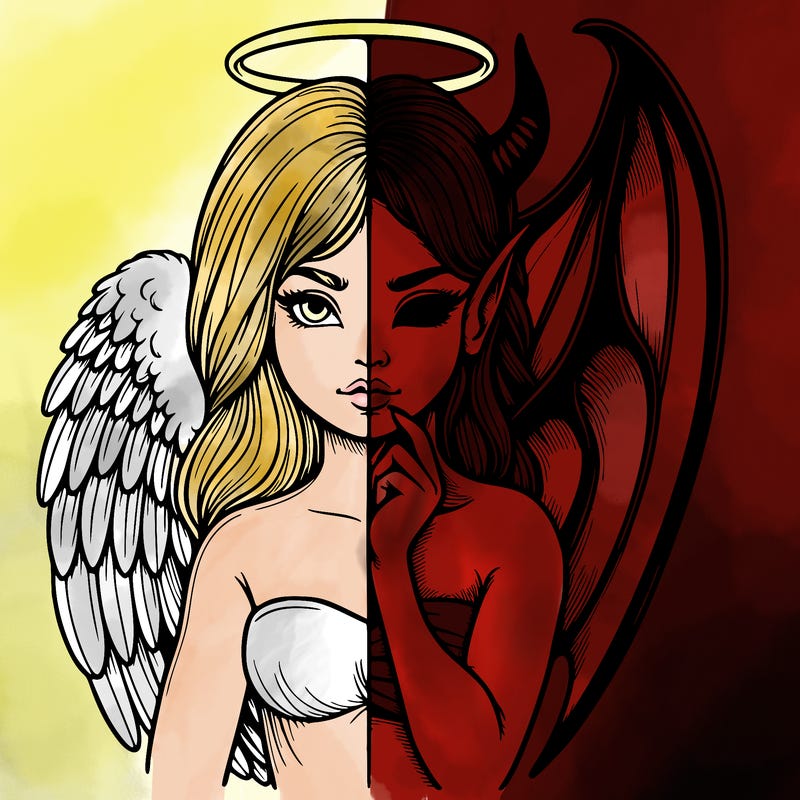 realistic angel half demon