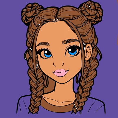 realistic girl with braids