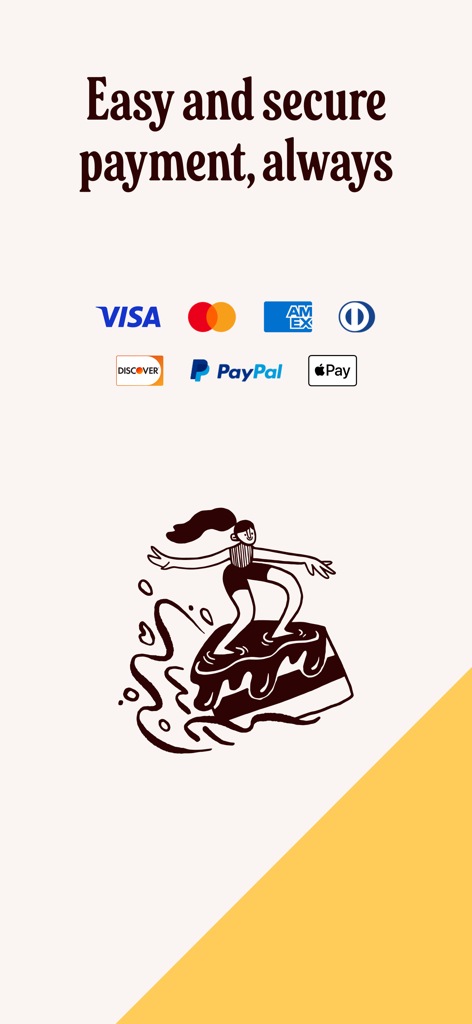 Écran de paiement sécurisé montrant les méthodes acceptées comme Visa, Mastercard, PayPal et Apple Pay pour les commandes de livres photo Once Upon.