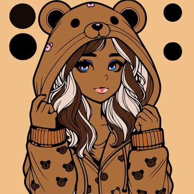 realistic girl in a animal pjs hoodie
