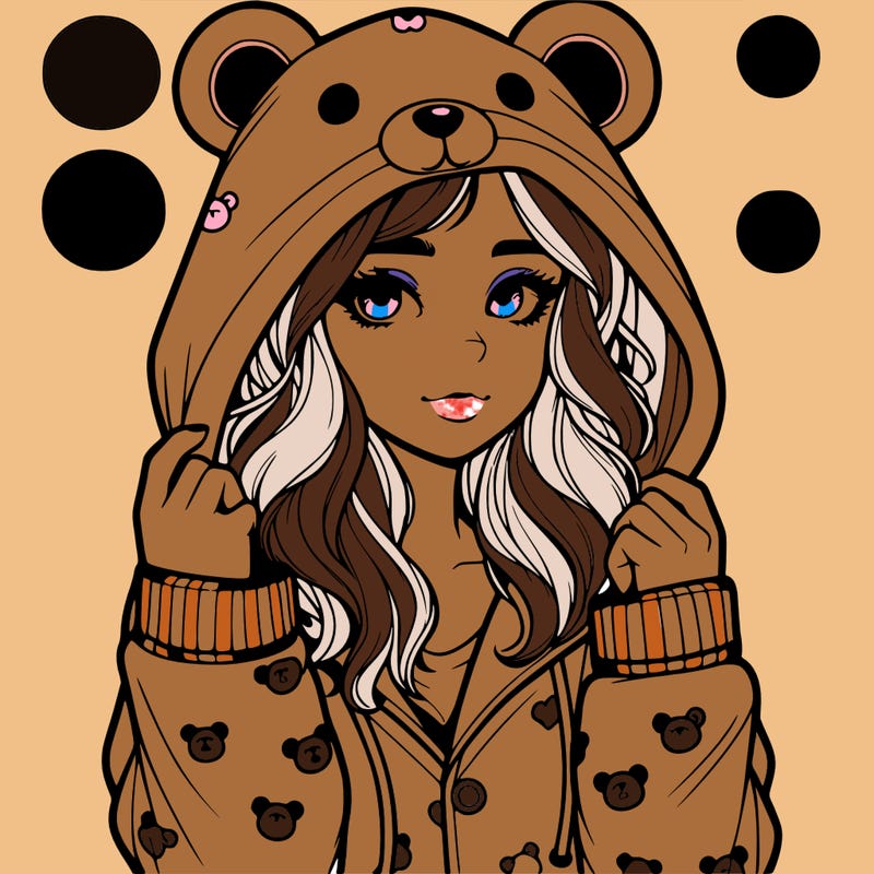 realistic girl in a animal pjs hoodie