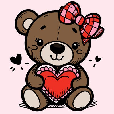 teddy bear hugging a heart