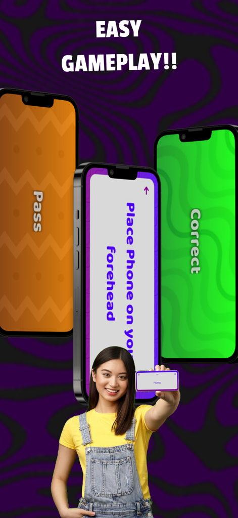 Charades: Guess the Word Game - Charades mobile app screens showing game instructions and easy gameplay features.