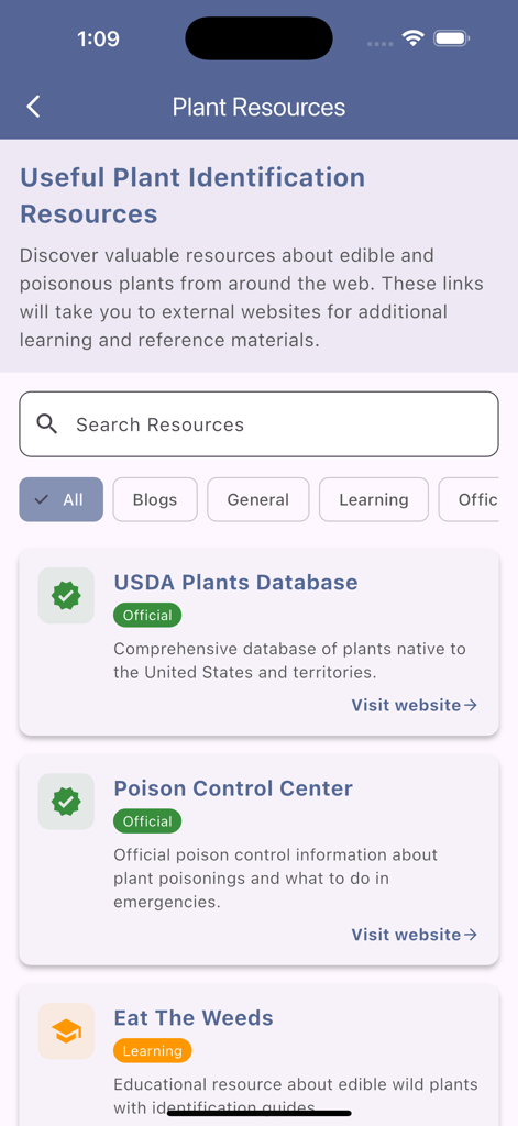 Edible and Poisonous Plants - A list of external plant identification resources in the Edible and Poisonous Plants app