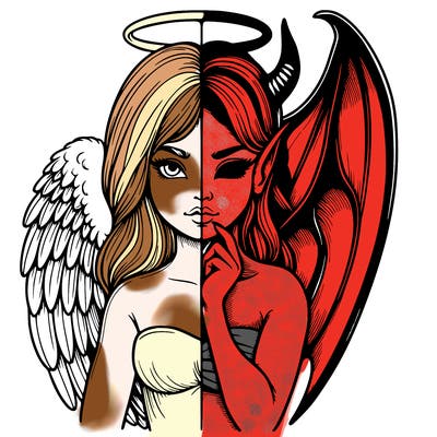 realistic angel half demon