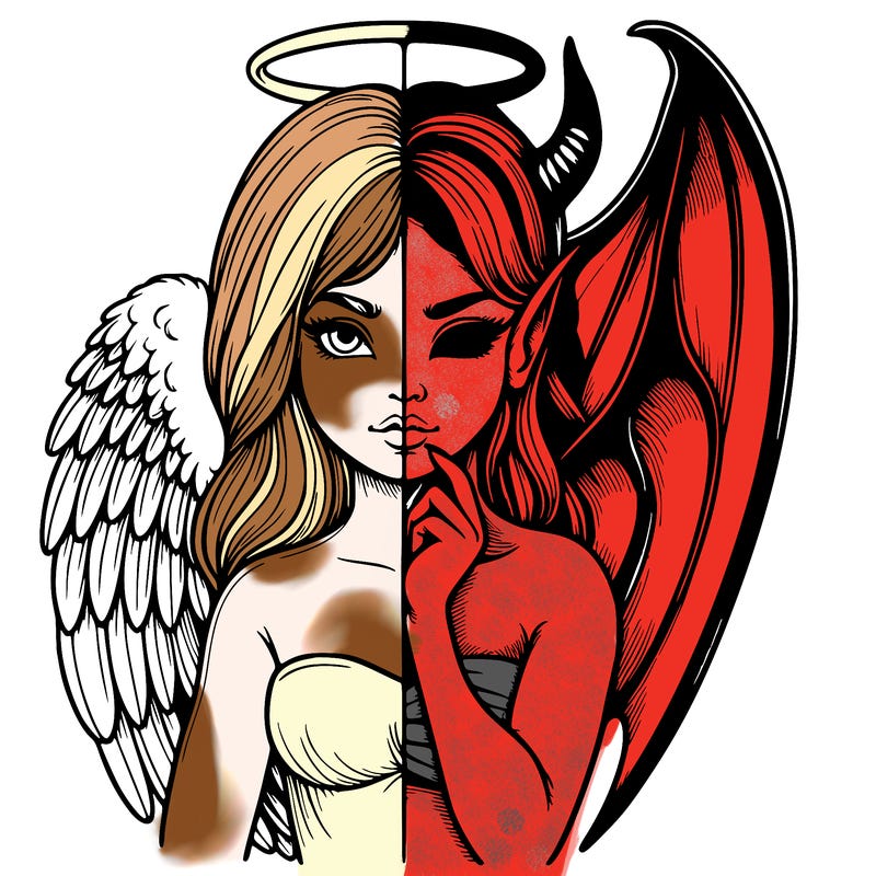 realistic angel half demon