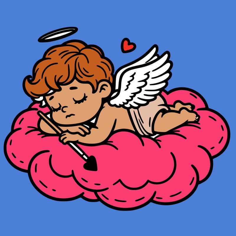 cupid asleep on a cloud