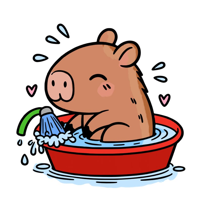 capybara taking a bath