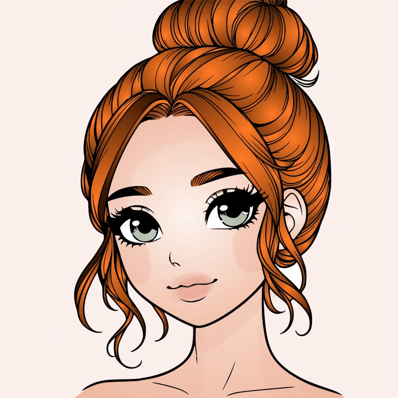 realistic pretty girl with hair in bun