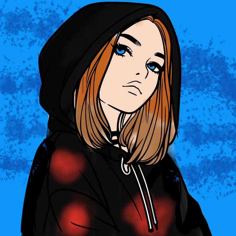 a realistic girl in a hoodie