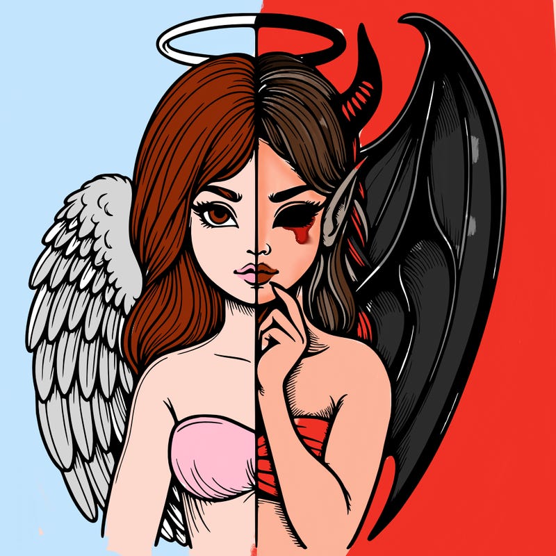 realistic angel half demon