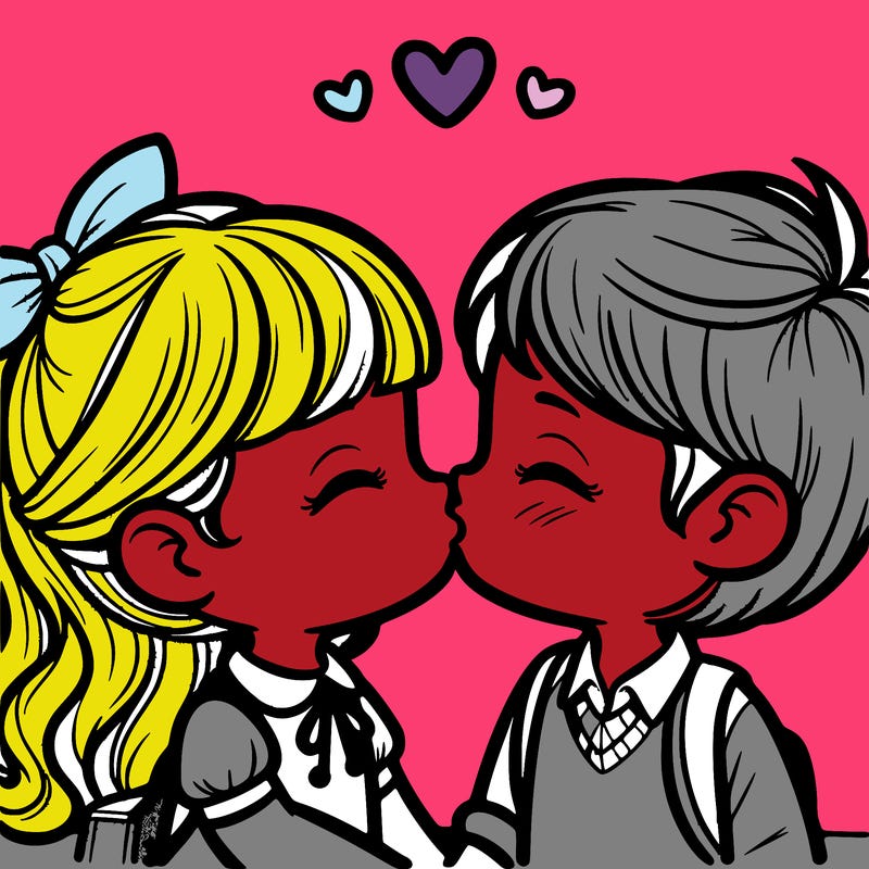 boy and girl kissing