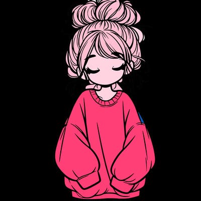 girl with baggy sweatshirt and messy bun