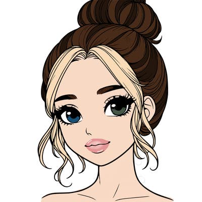 realistic pretty girl with hair in bun