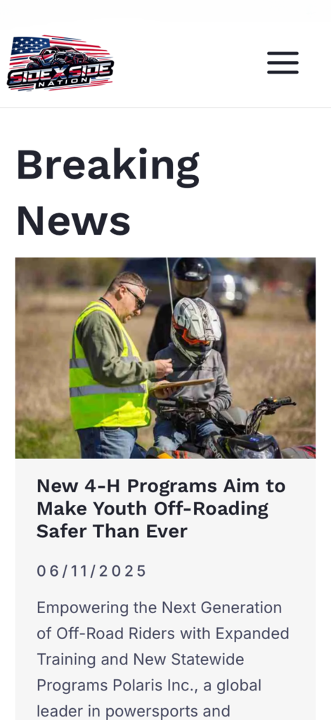 SXS Nation - SXS Nation app news article about youth off-roading safety programs
