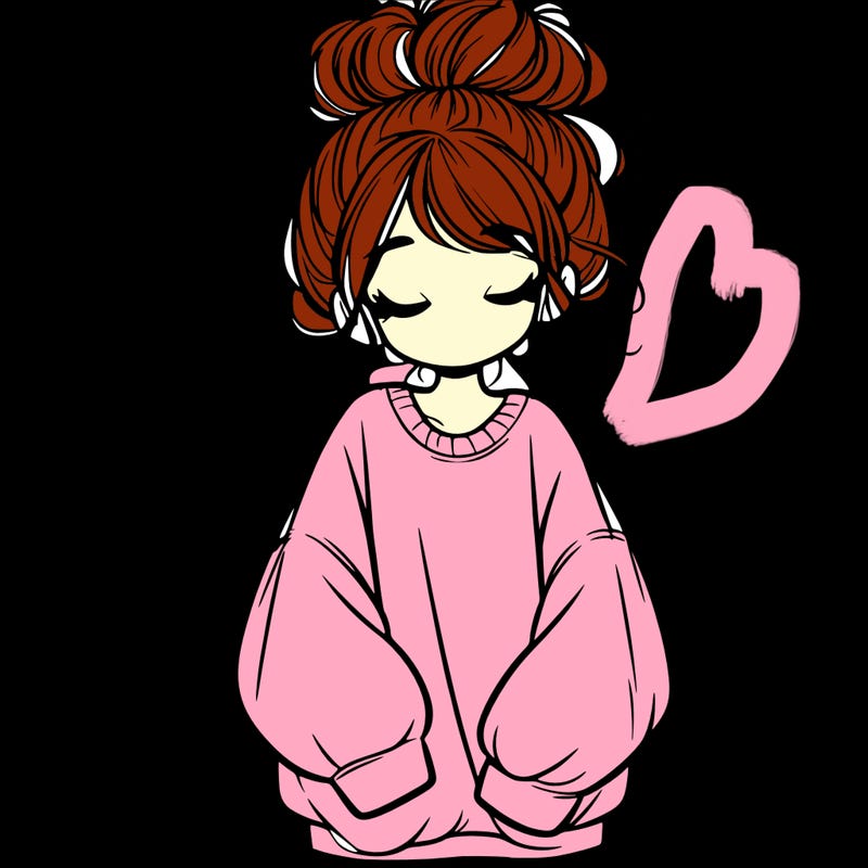 girl with baggy sweatshirt and messy bun