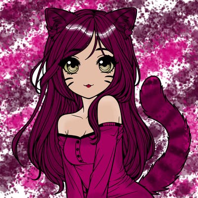 realistic girl with cat ears and tail