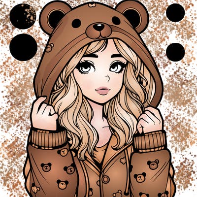 realistic girl in a animal pjs hoodie