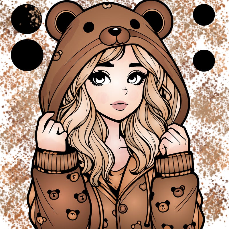 realistic girl in a animal pjs hoodie