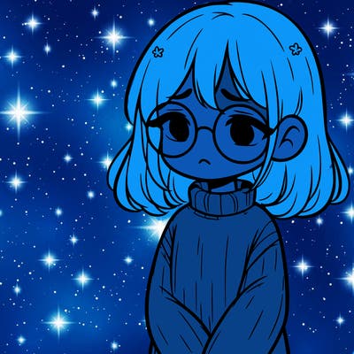 sad girl with glasses in a sweater