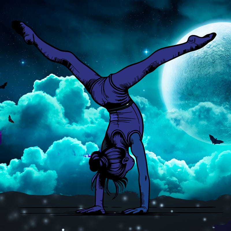 realistic gymnastic hand stand girl in four splits