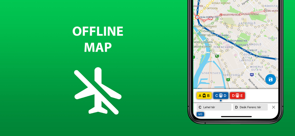 Florence city transport map app interface for offline navigation