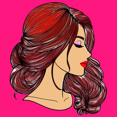 realistic woman's head & hair