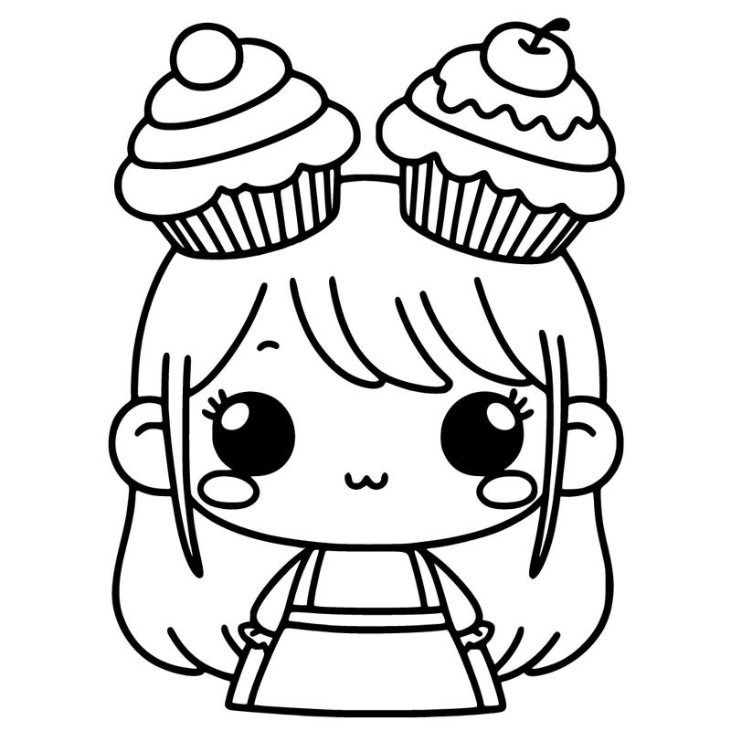a girl with two cupcakes on her head