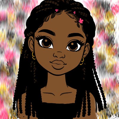 a realistic black girl with braids