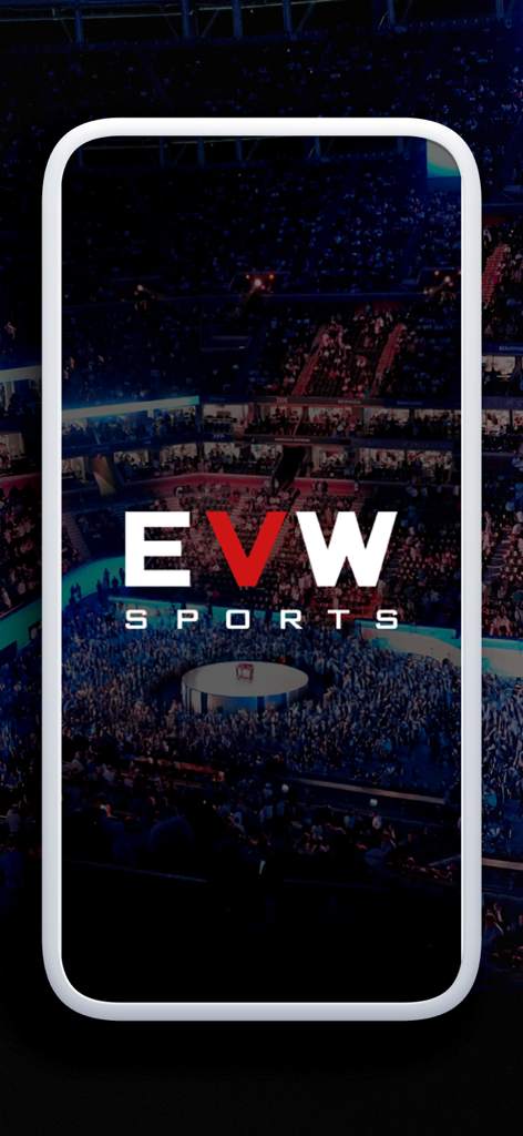 EVW Sports Logo, dargestellt vor einem hochwertigen Hintergrund einer Armdrück-Arena.