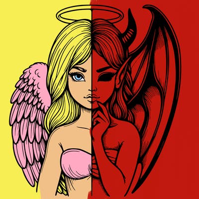 realistic angel half demon