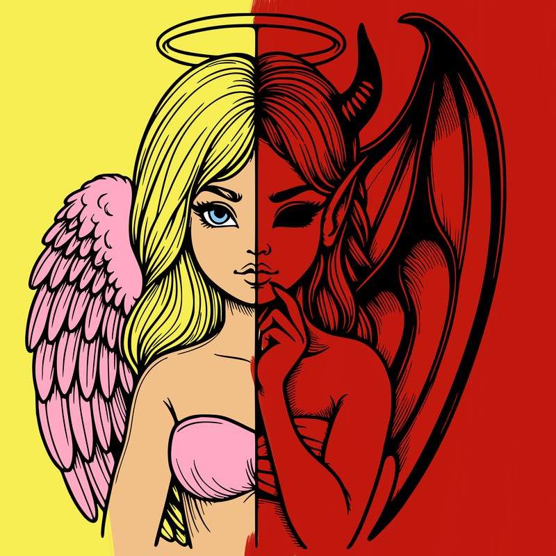 realistic angel half demon