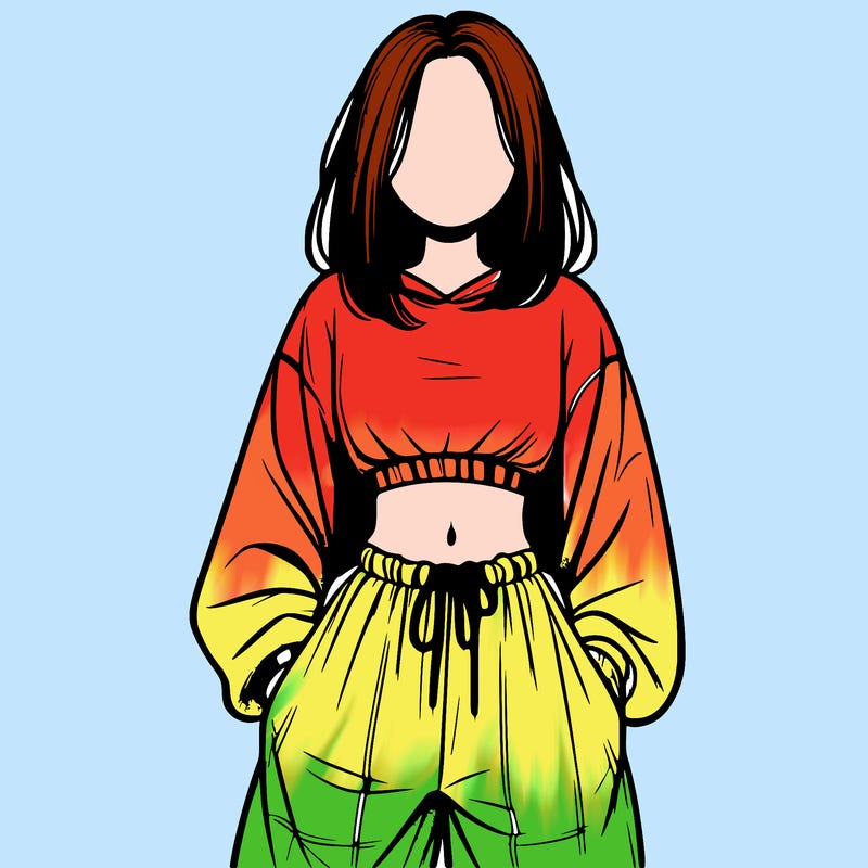 realistic girl faceless with baggy pants and a crop top