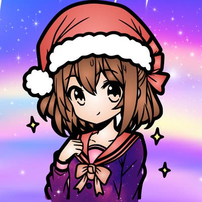 anime girl wearing a santa hat