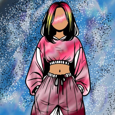 realistic girl faceless with baggy pants and a crop top