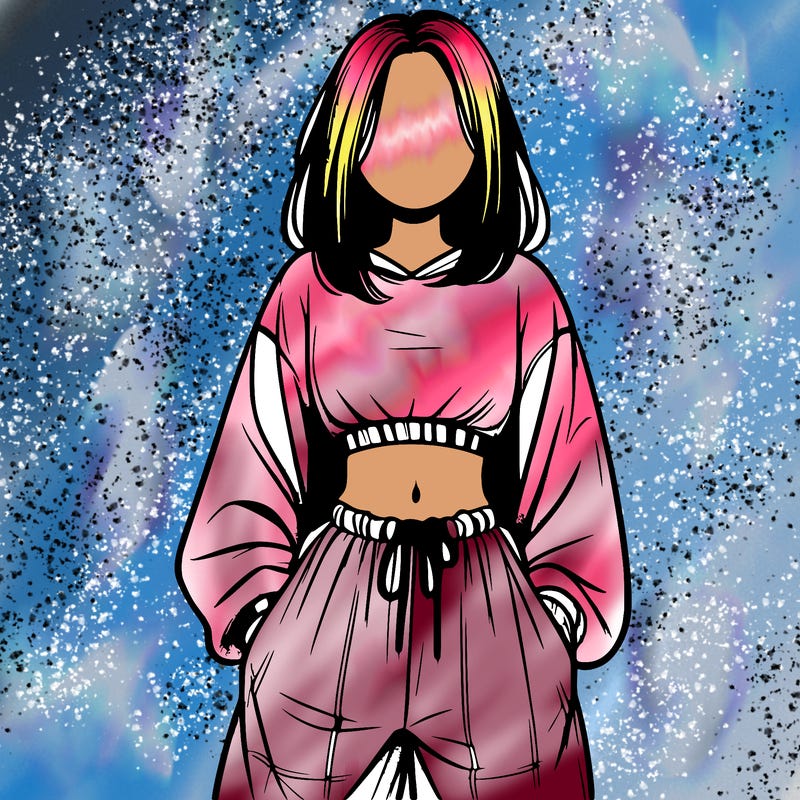 realistic girl faceless with baggy pants and a crop top