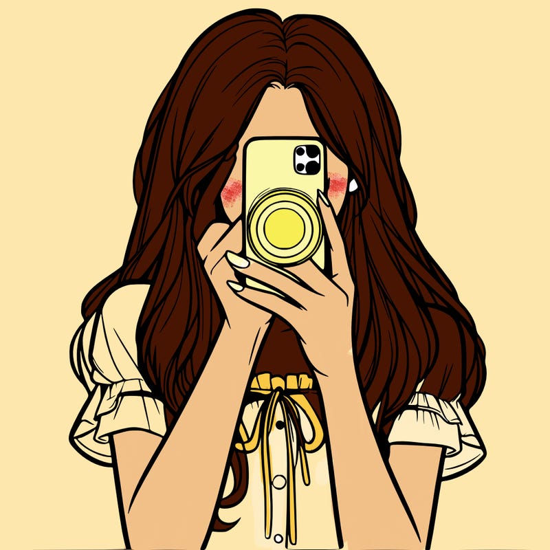a realistic girl holding her phone taking pictures