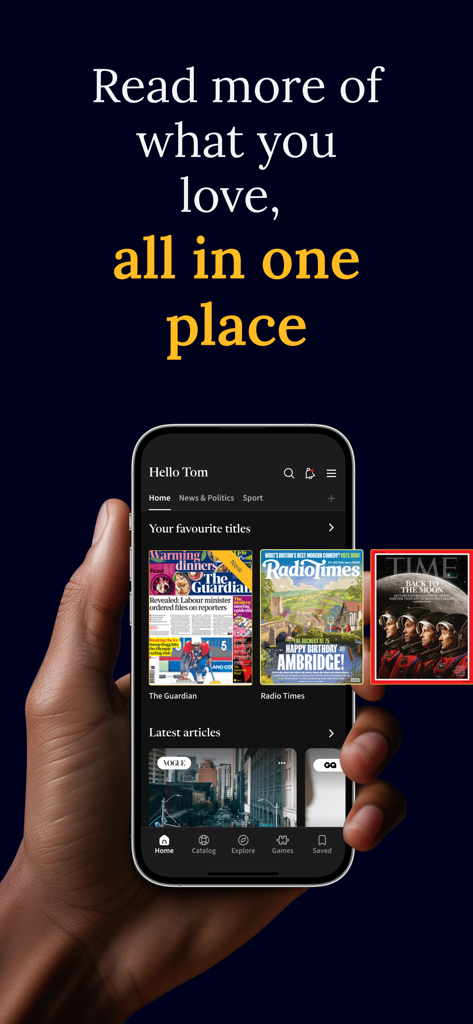 Readly: Newspapers & Magazines - Readly app on a smartphone displaying a library of digital magazines and newspapers