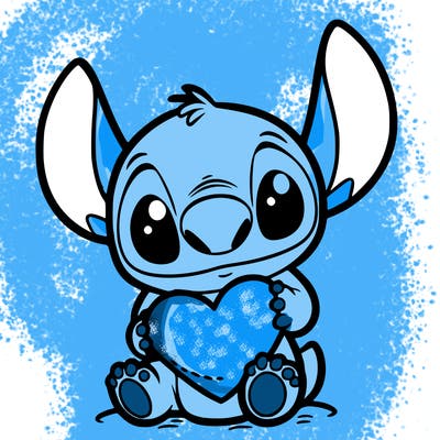 stich holding a heart