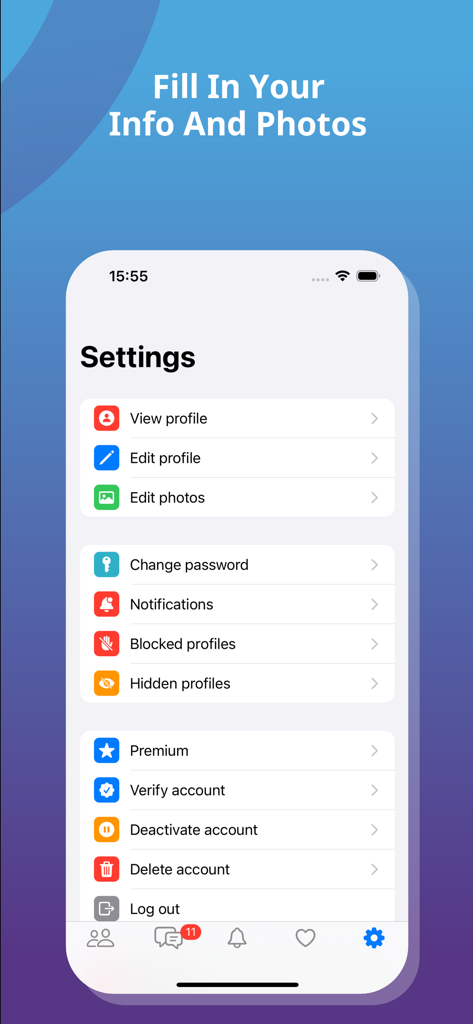 My Transgender Date: TS Dating - Profile and account settings menu in the My Transgender Date dating app