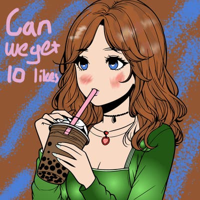 realistic girl drinking boba tea