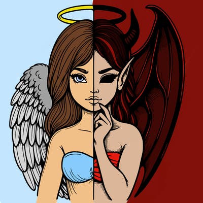 realistic angel half demon