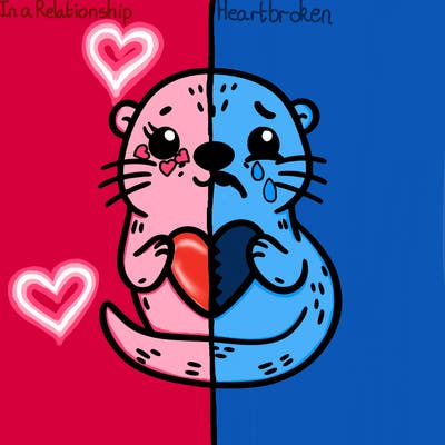 otter with a heart